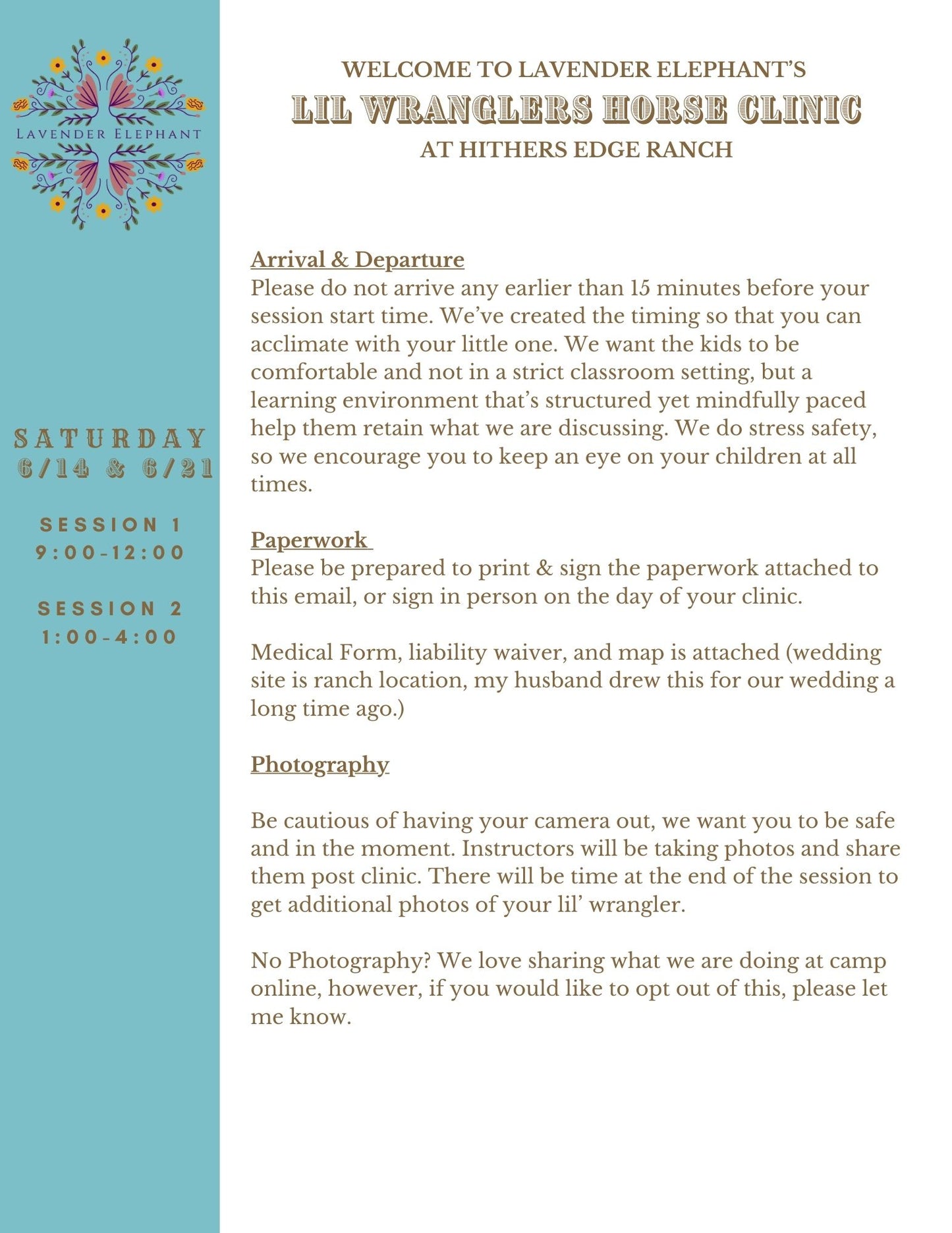 Lil Wranglers Horse Clinic Saturday 6/21