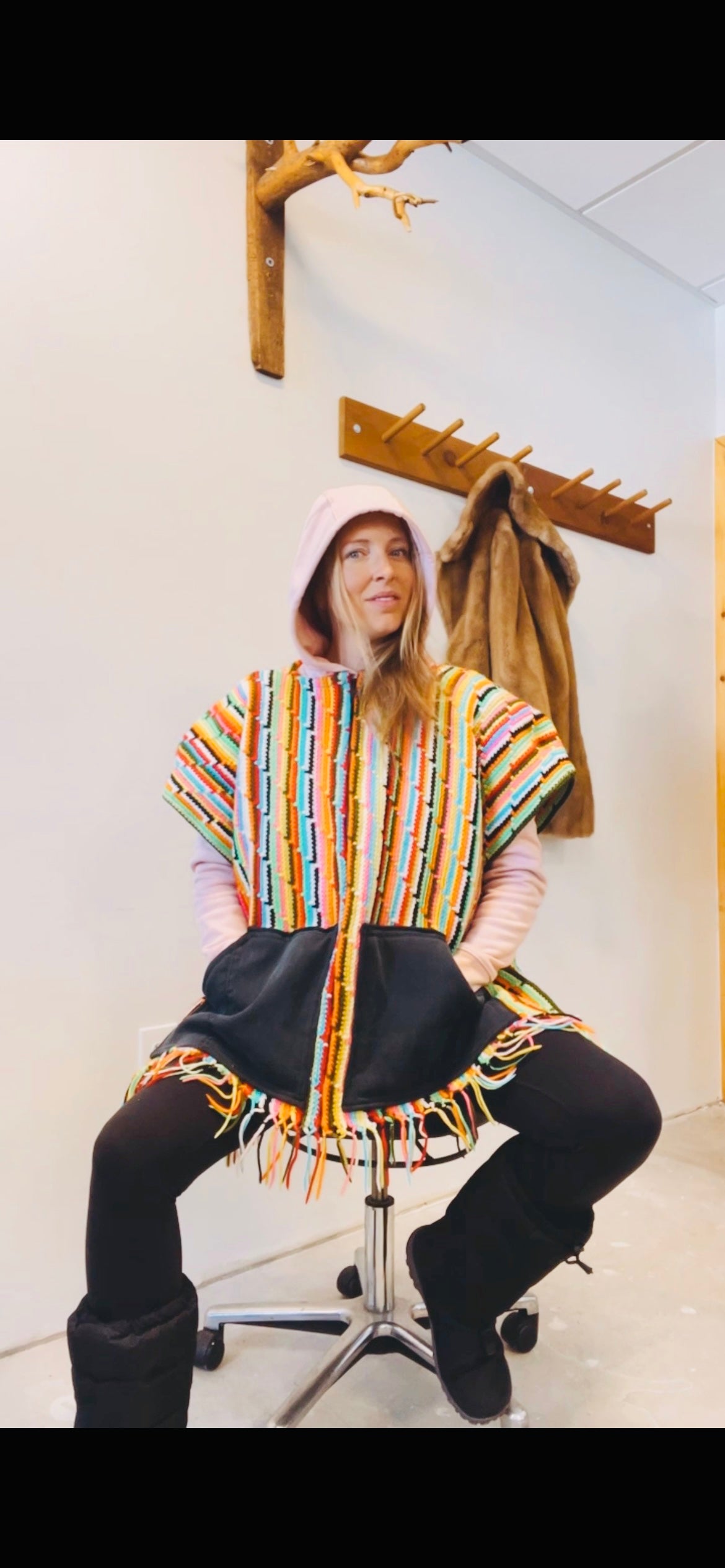 Upcycled Zip-up Blanket Poncho