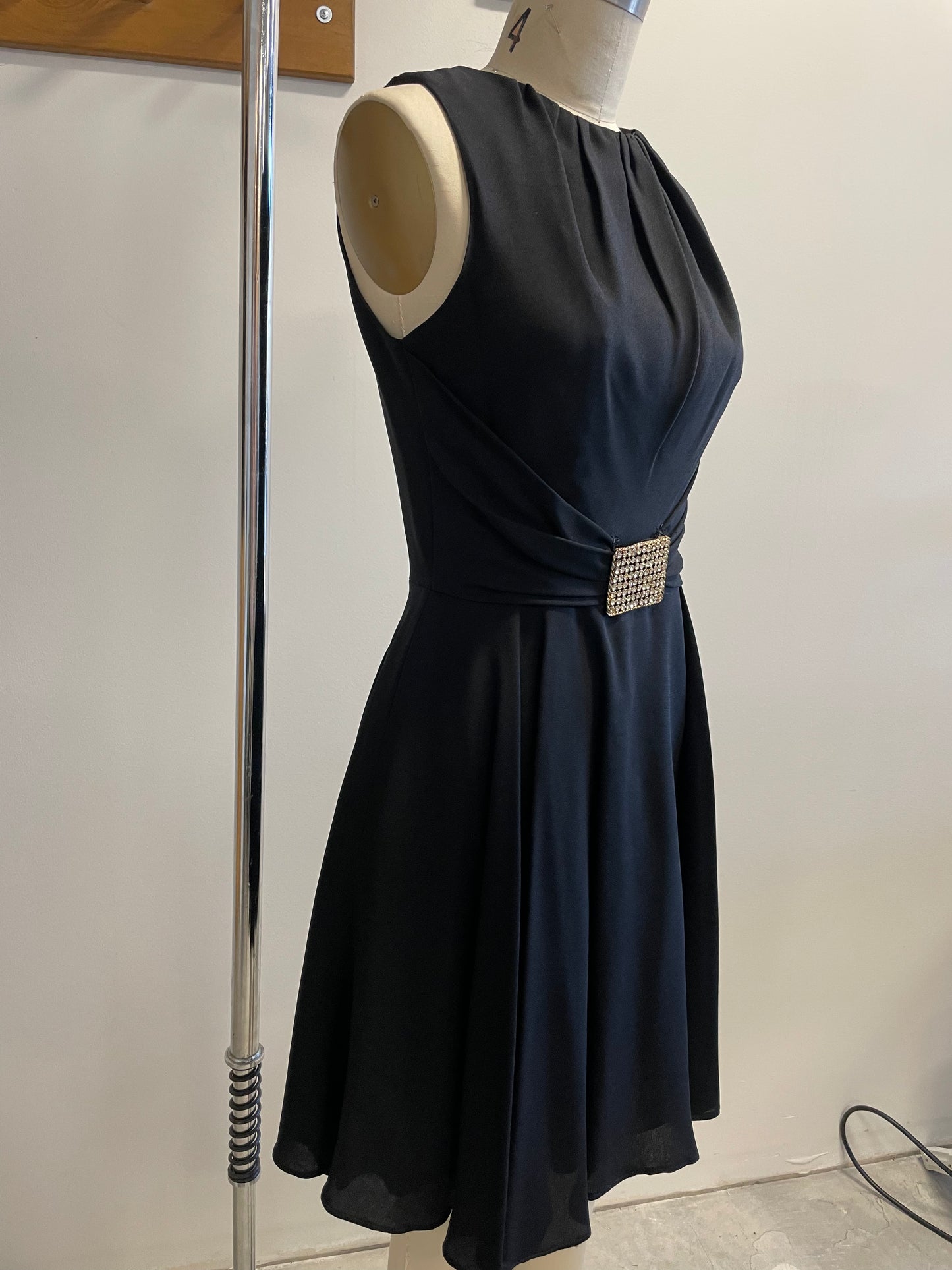 Vintage belted cocktail dress with buckle