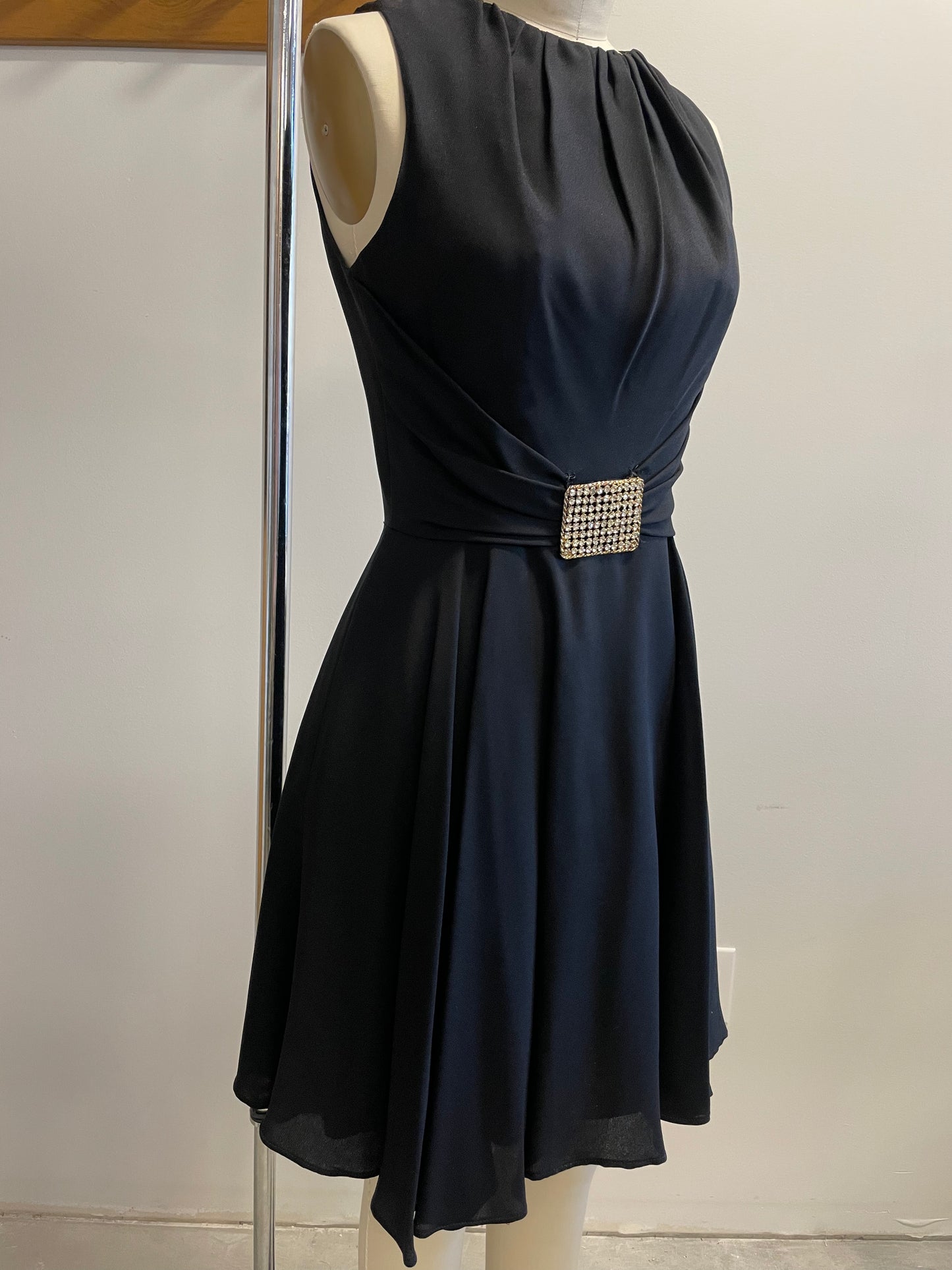 Vintage belted cocktail dress with buckle