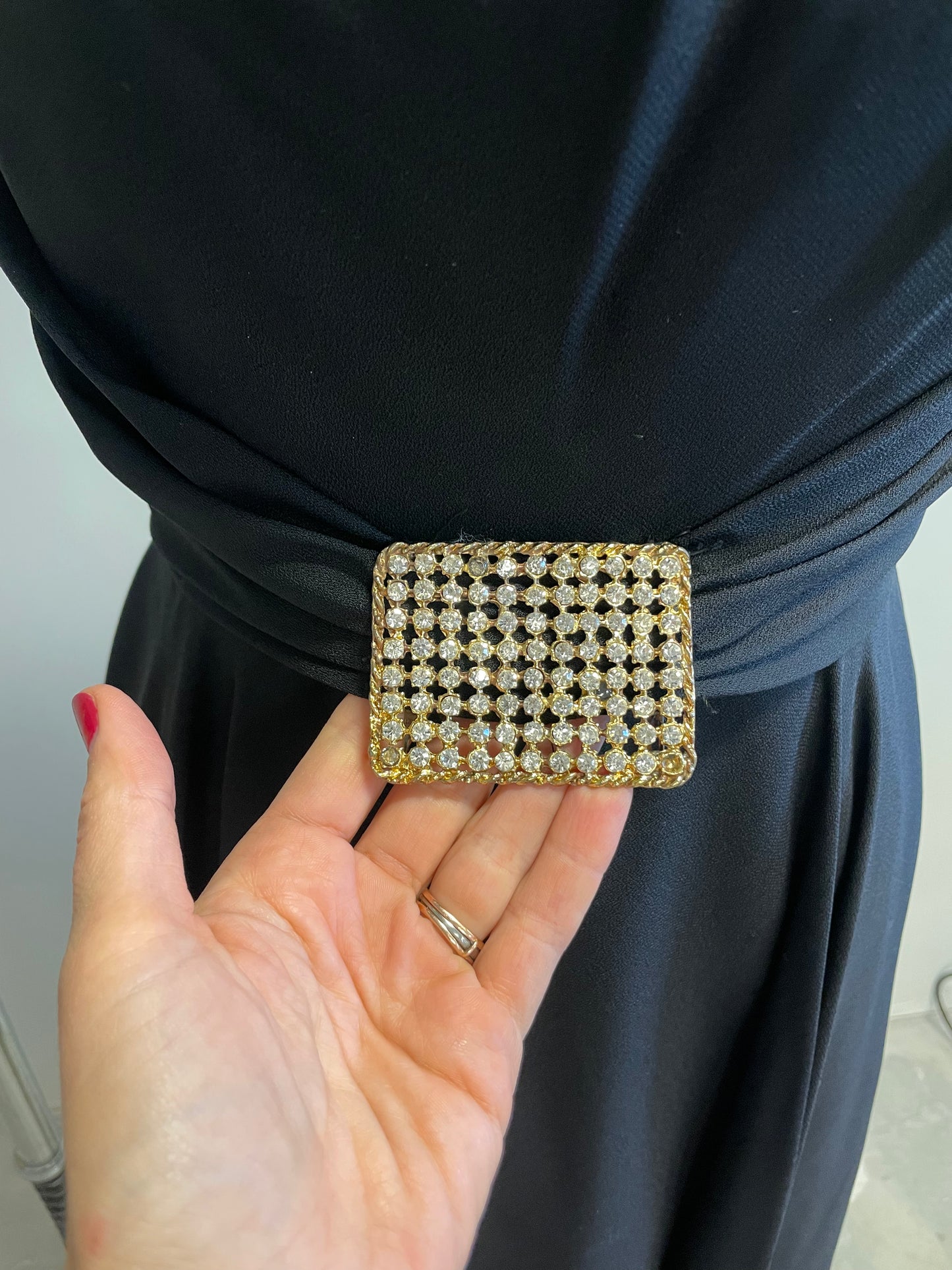 Vintage belted cocktail dress with buckle