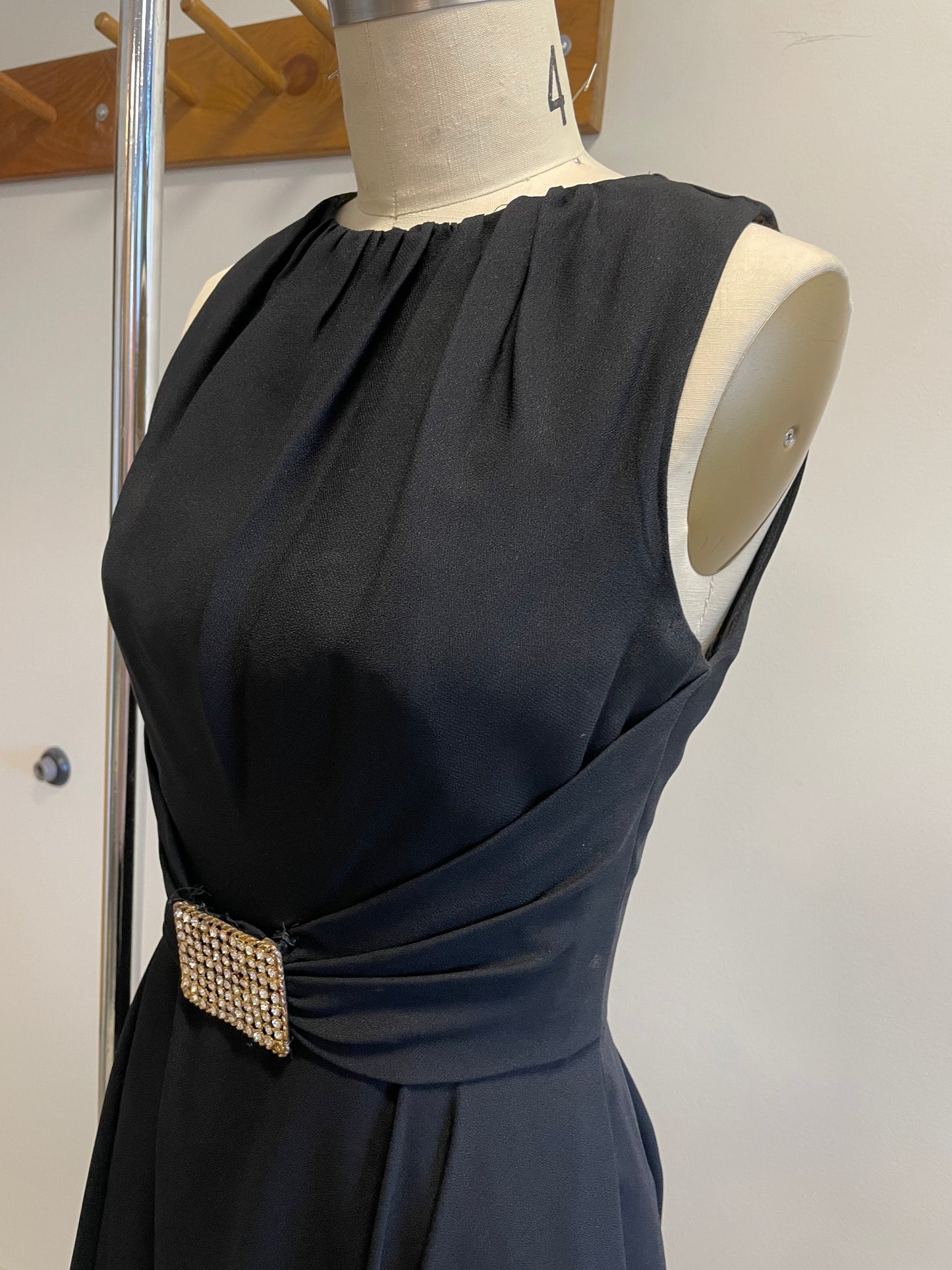 Vintage belted cocktail dress with buckle