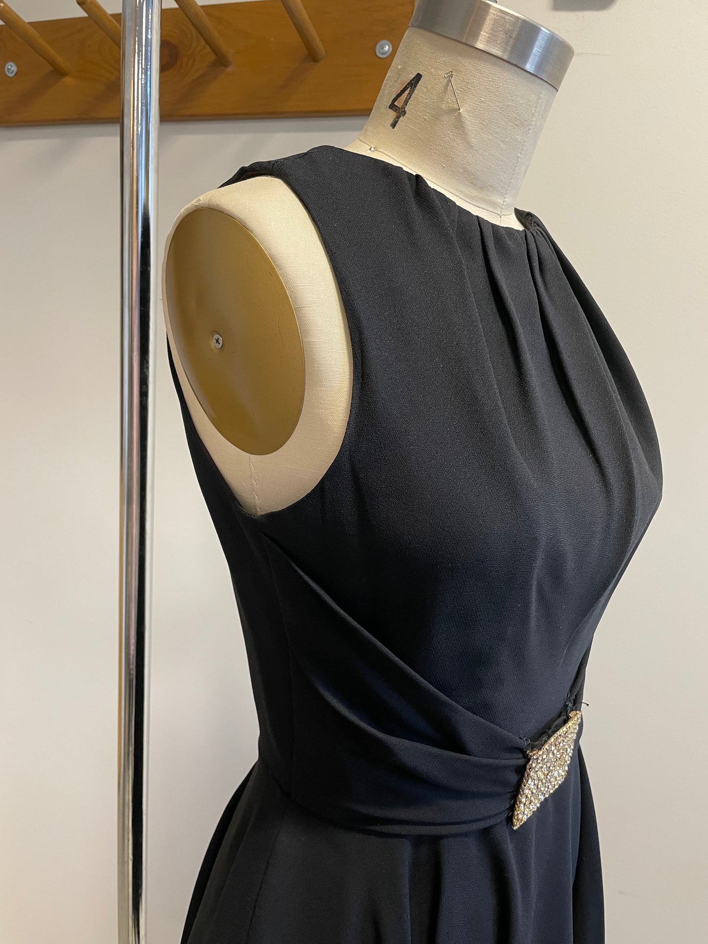 Vintage belted cocktail dress with buckle