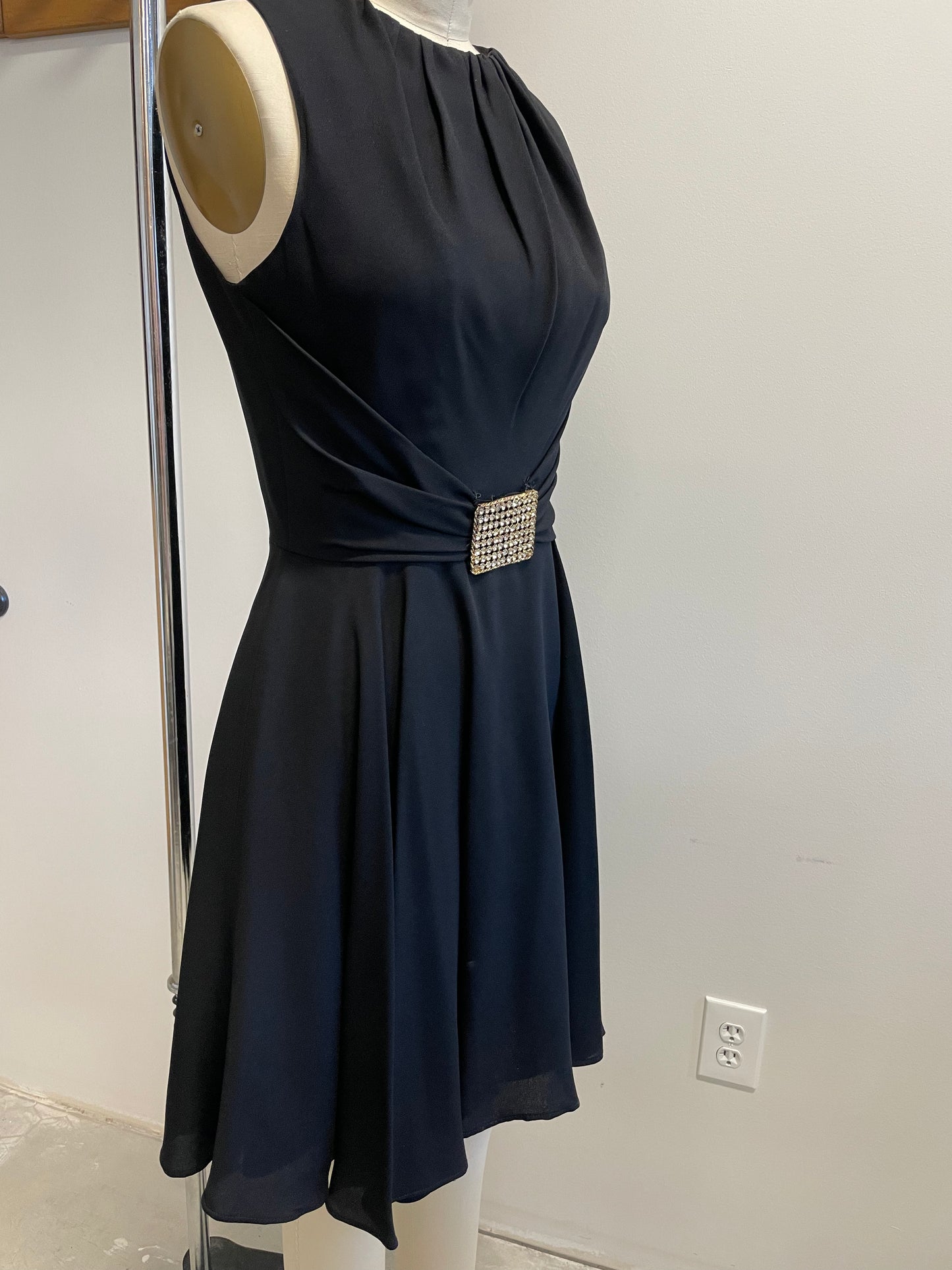 Vintage belted cocktail dress with buckle